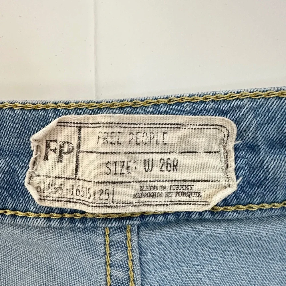 Free‎ People Just Float On Flare Jeans Light Wash Blue High Rise Bell Bottom 26R